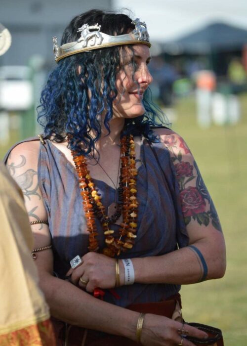 Beautiful Corotica wearing Tyger Coronet and amber necklaces